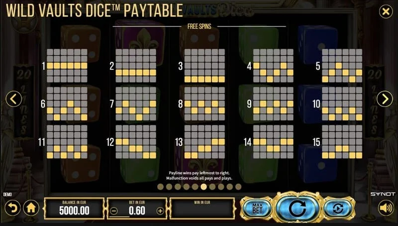 Wild Vaults Dice - écran Card Gamble avec doublement par couleur de carte